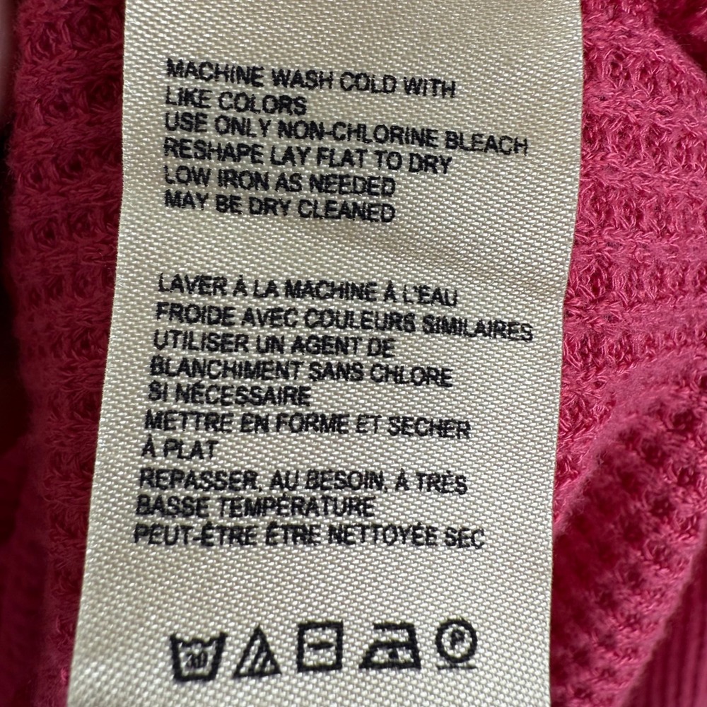 Pilcro Anthropologie Waffle Knit Ruffle Sleeve Top Women Large Pink V-Neck - Picture 5 of 7
